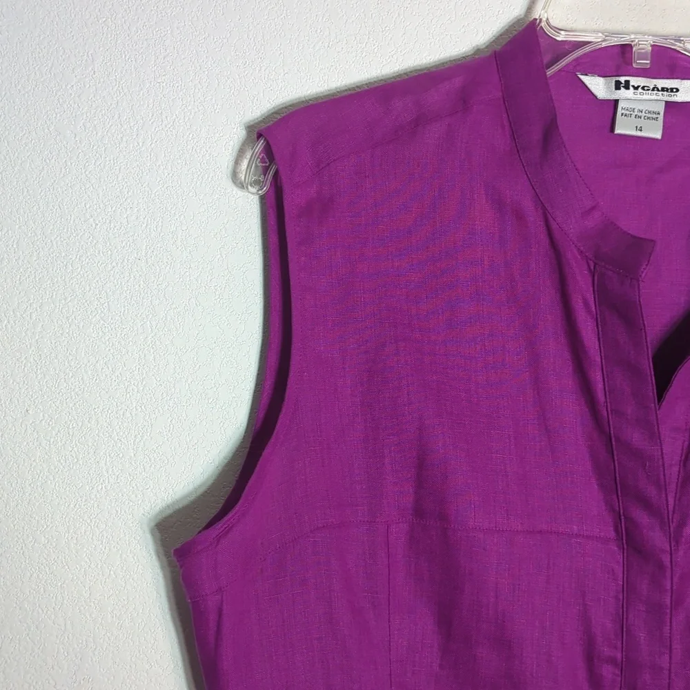 Nygard Womens Capri Top Set 100% Linen Fushia Pink Summer Beachy Plus‎ Size 14